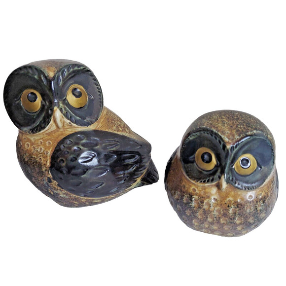 Mid Century Otagiri Owls Figurines Set OMC Pottery Ceramic Japan Retro Decor - Picture 1 of 12